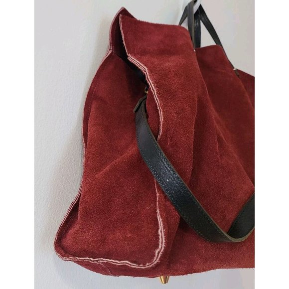 Clare V. Vivier Burgundy Suede Simple Tote Purse Bag - Picture 5 of 6